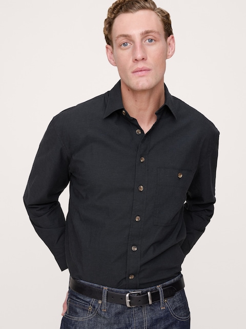 CHEMISE DÉCONTRACTÉE EN POPELINE DE COTON DÉLAVÉE