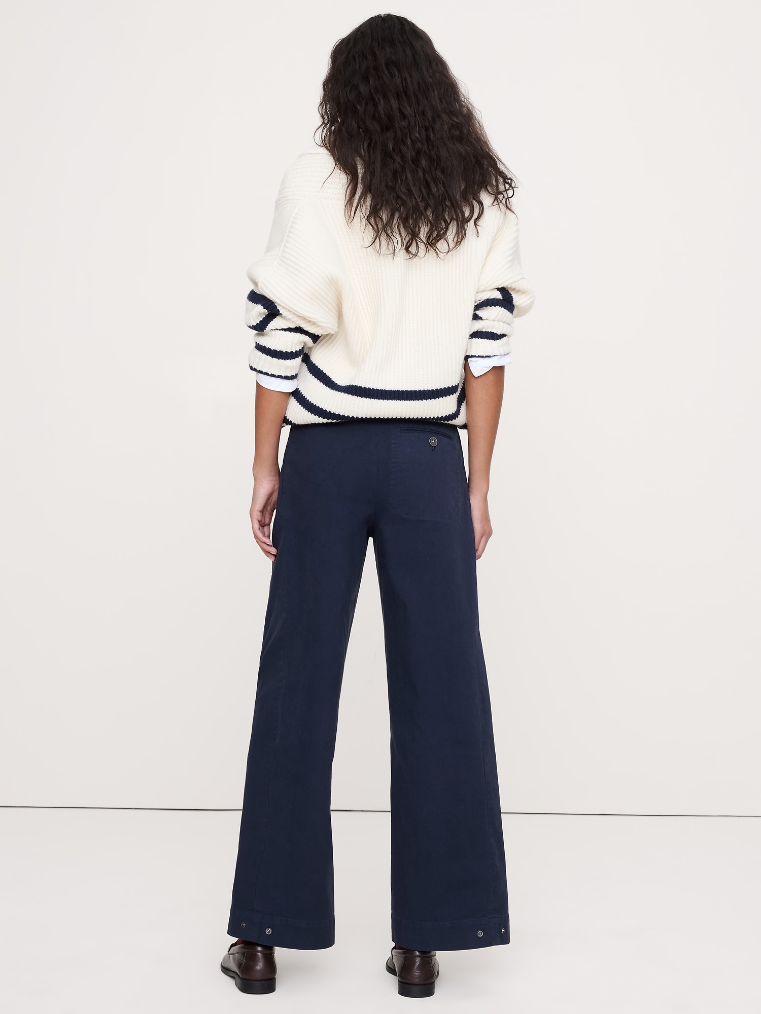 Image number 6 showing, High-Rise Stretch-Canvas Sailor Pant