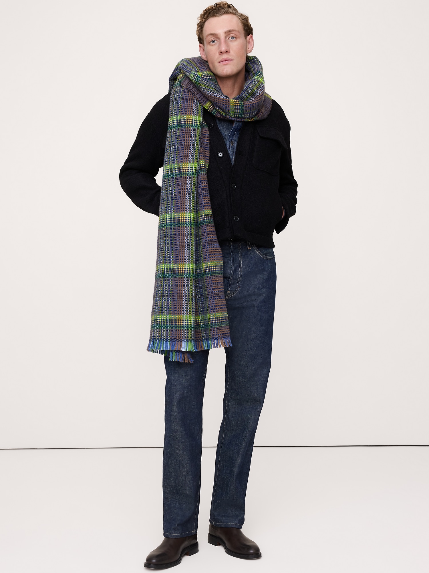 Image number 2 showing, Italian Plaid Wool-Blend Scarf