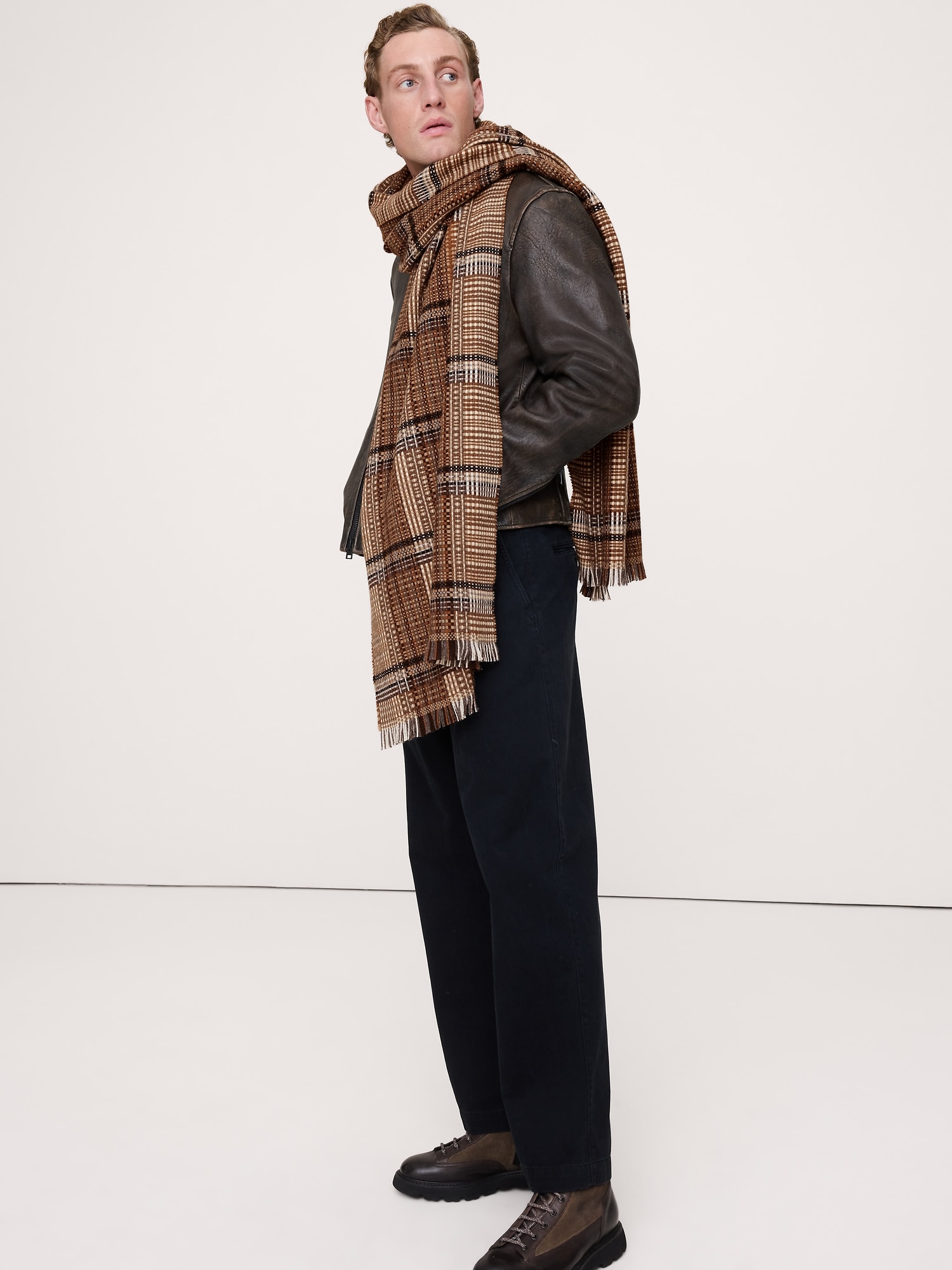 Italian Plaid Wool-Blend Scarf