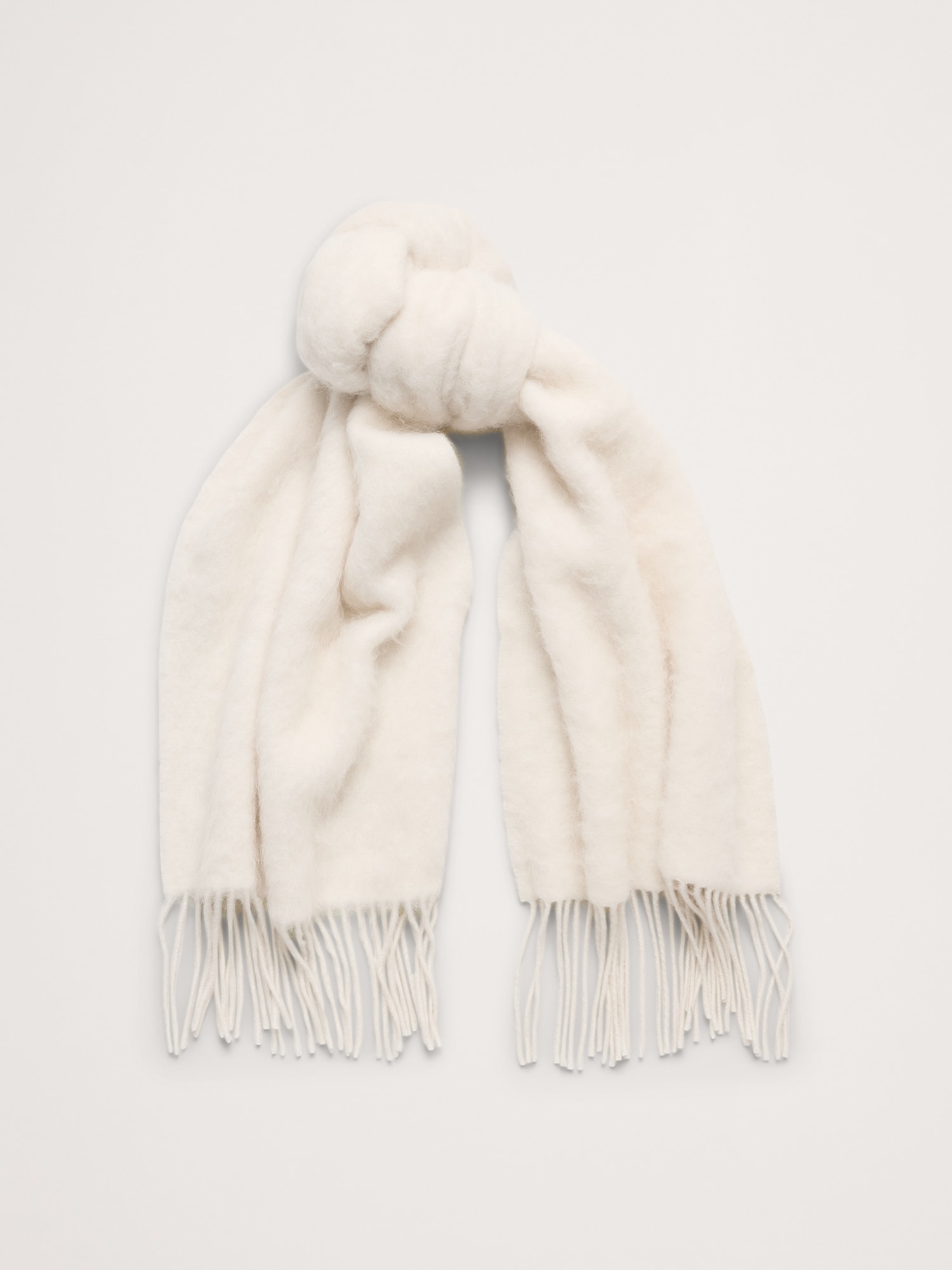 Brushed Alpaca-Wool Blend Scarf - Cream White
