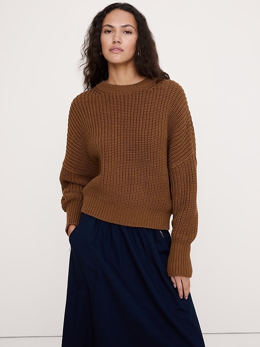Chunky Cotton Crew-Neck Sweater | Banana Republic