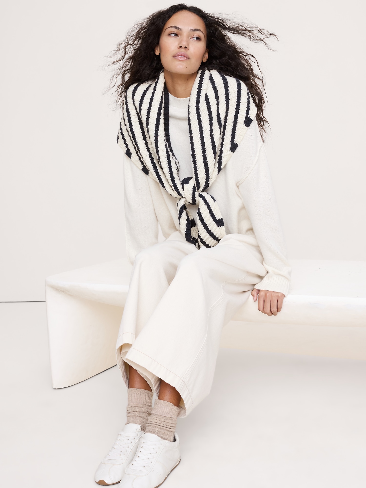 Image number 2 showing, Merino-Cotton Triangle Scarf