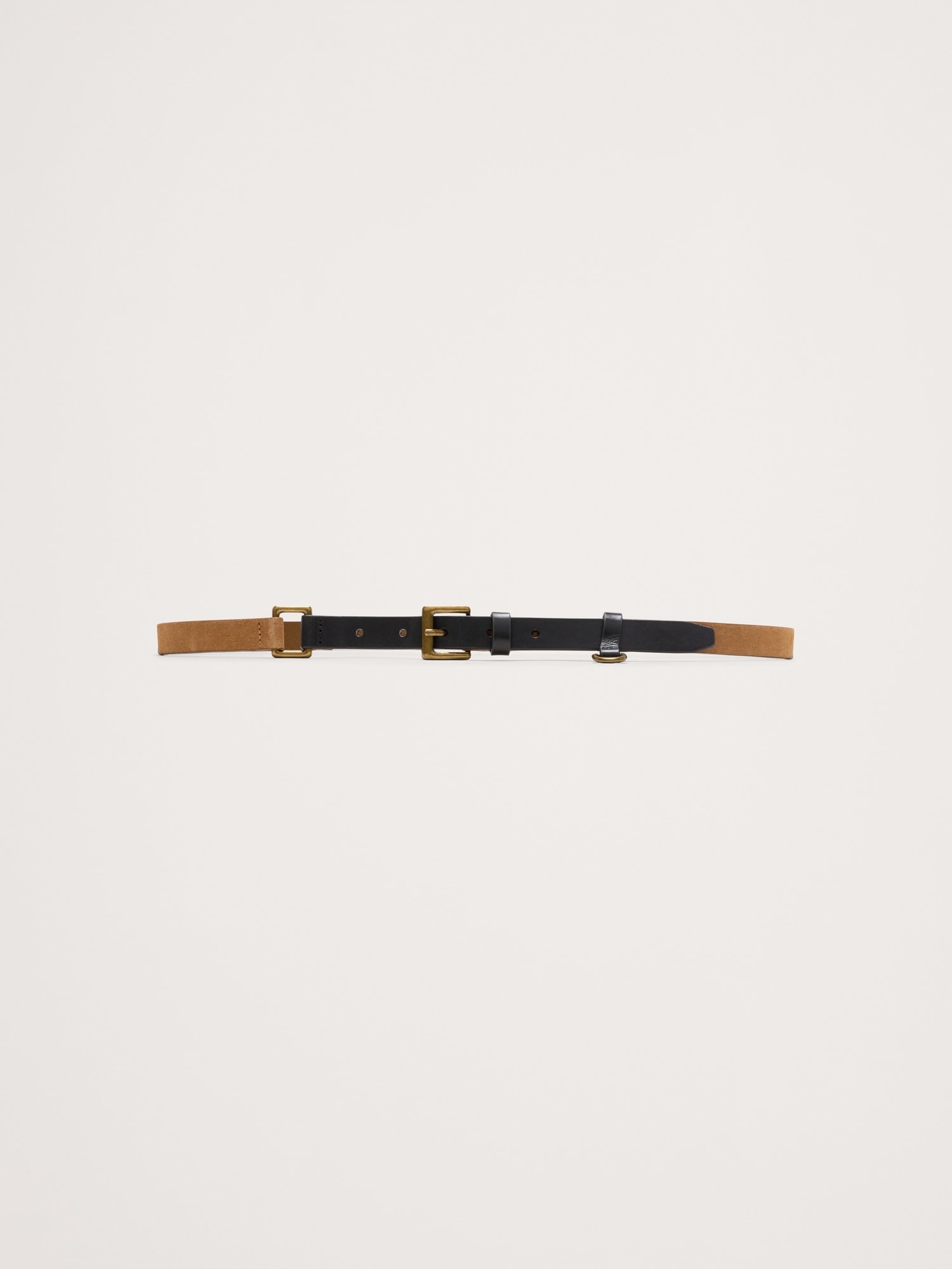 Two-Tone Leather Skinny Utility Belt