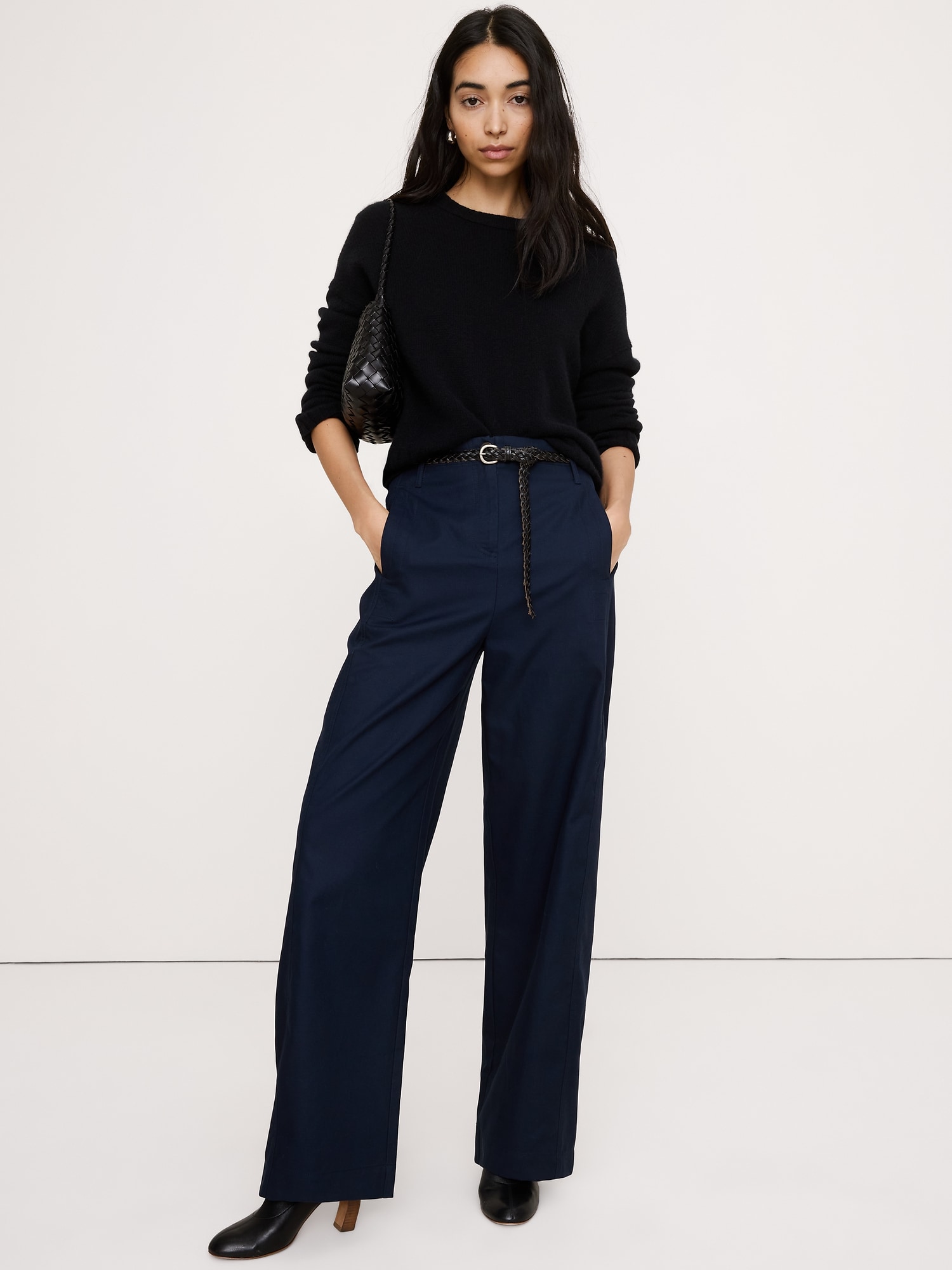 CHINO DOUX À TAILLE TRÈS HAUTE JAMBE BARIL