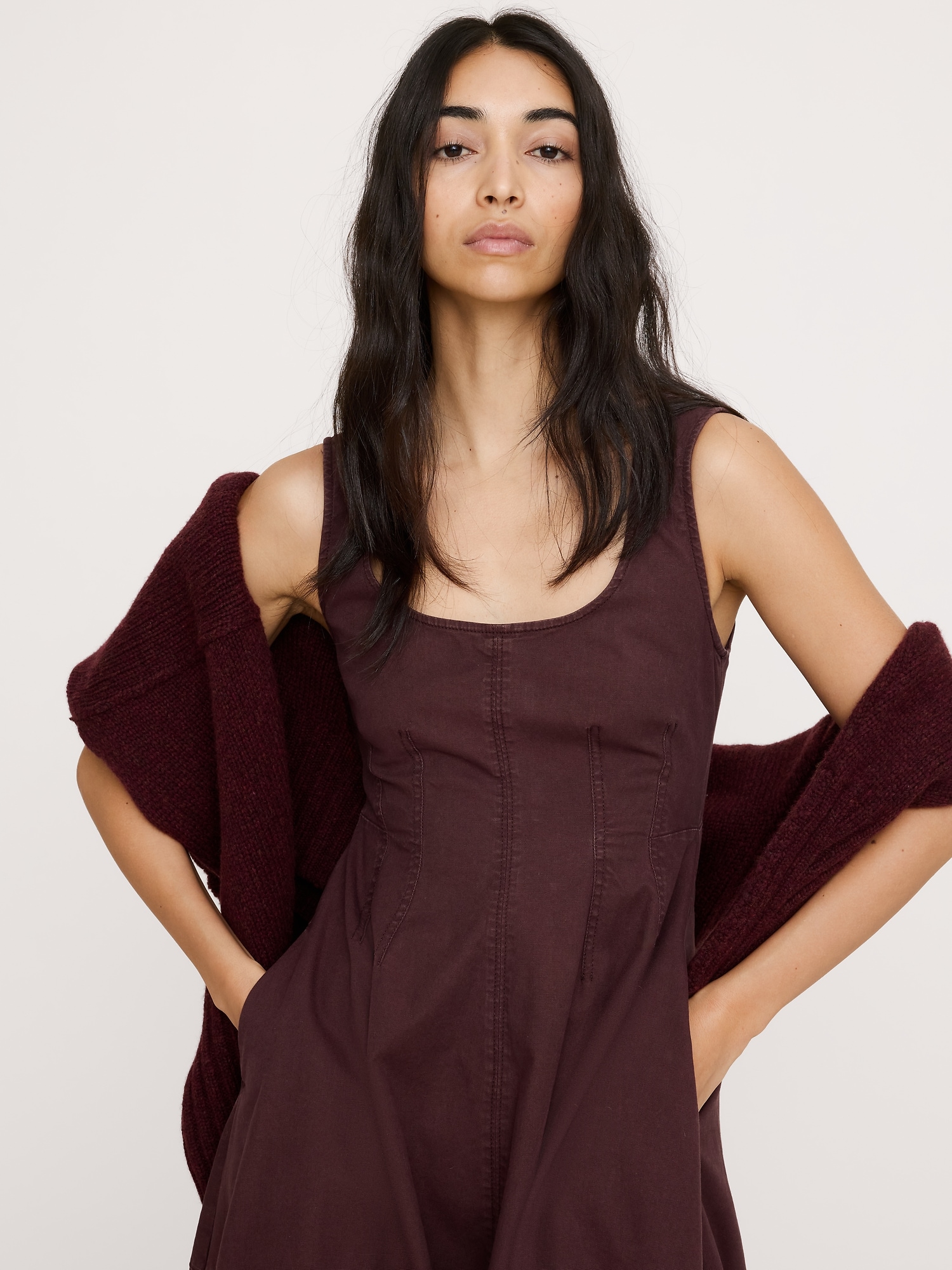 Image number 7 showing, Stretch-Cotton Barrel Midi Dress