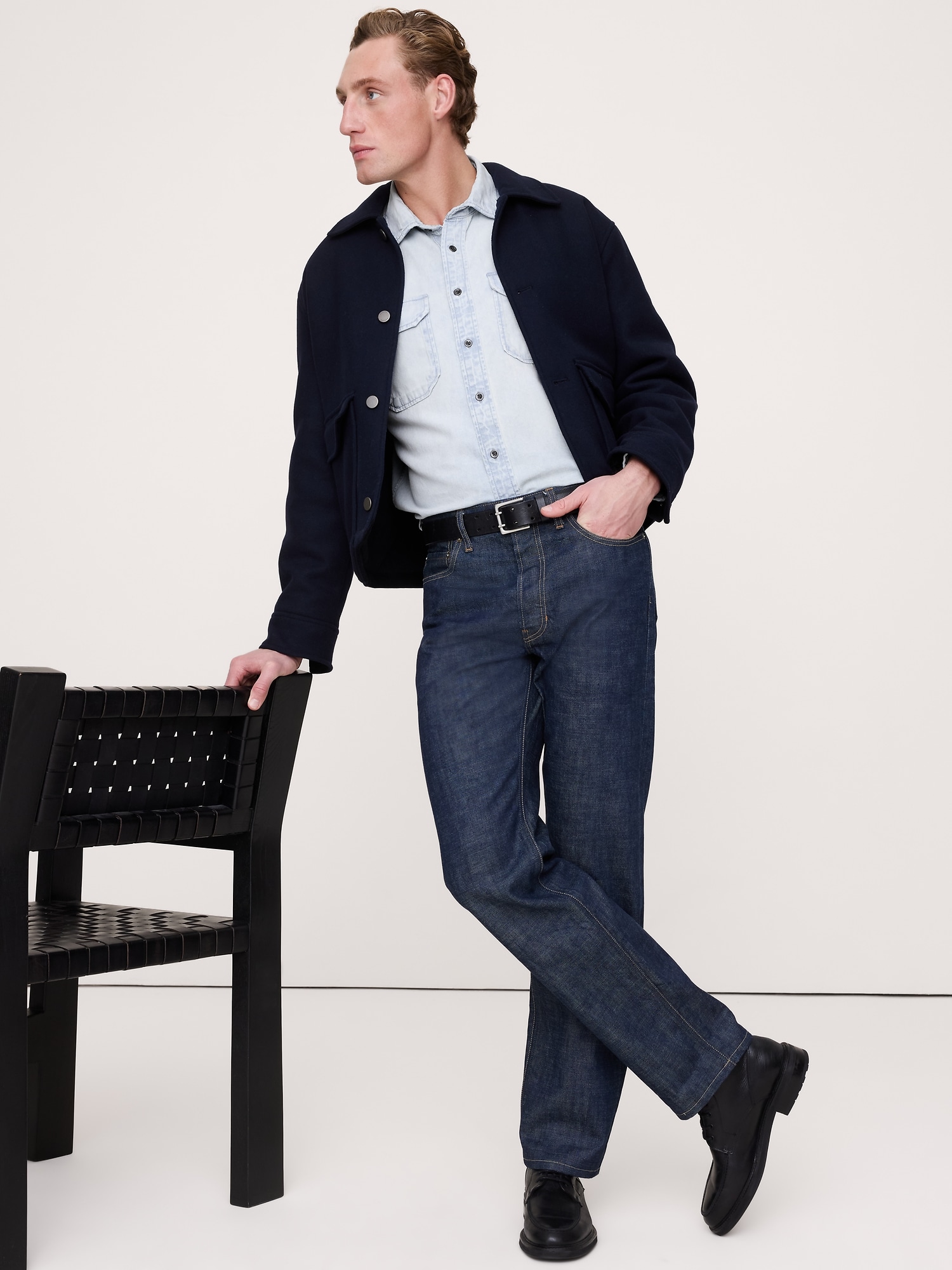 Relaxed-Fit Washed Denim Shirt With Epaulets