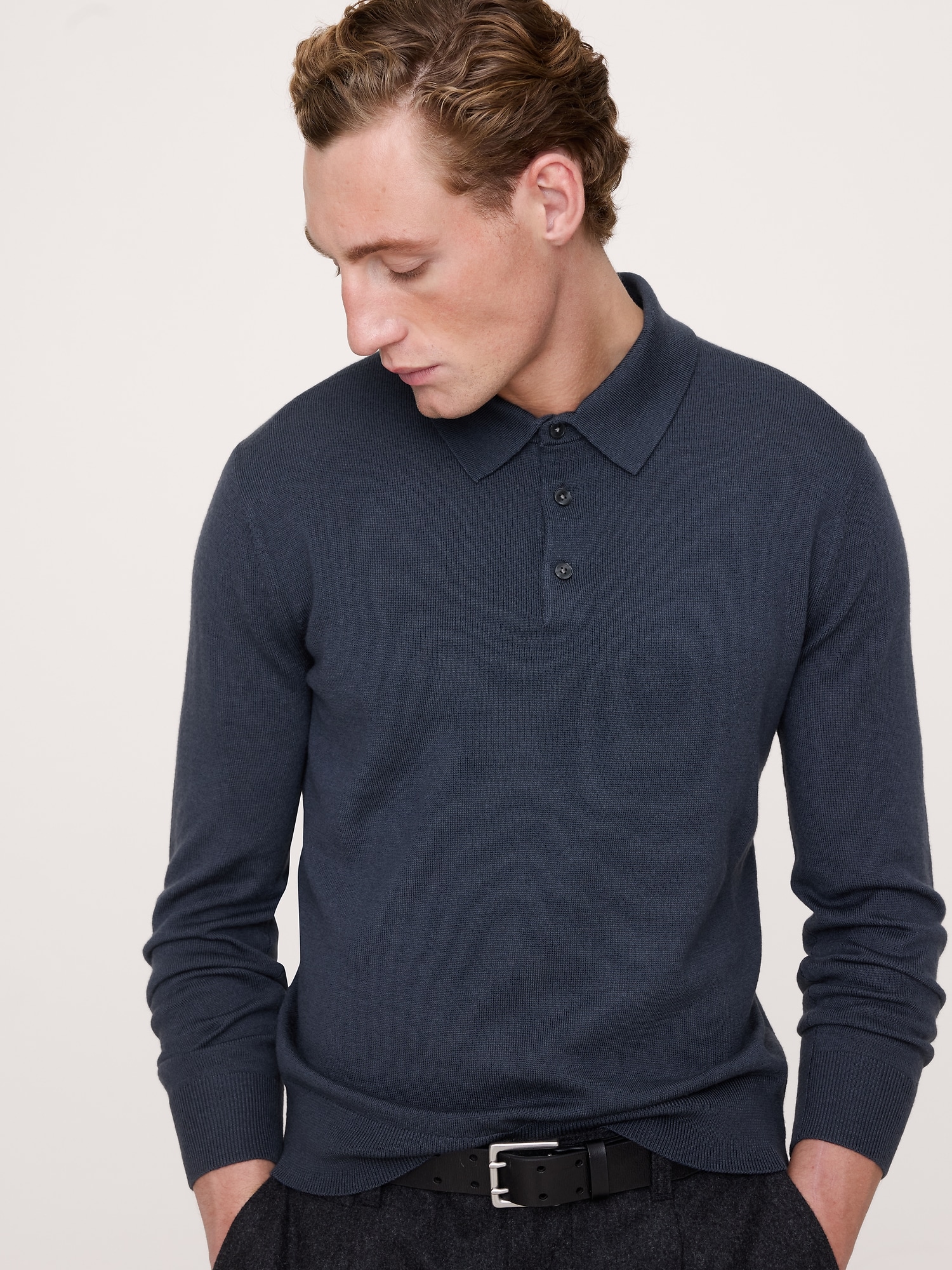 Merino Long-Sleeve Sweater Polo