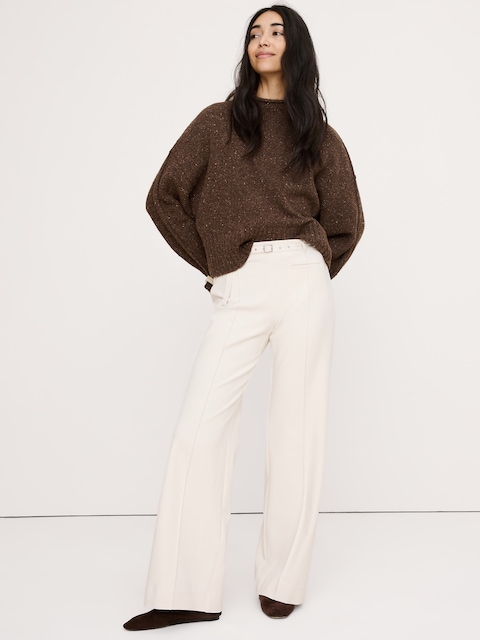 PANTALON À JAMBE LARGE, TAILLE MI-BASSE, EN TISSU URBAIN EXTENSIBLE