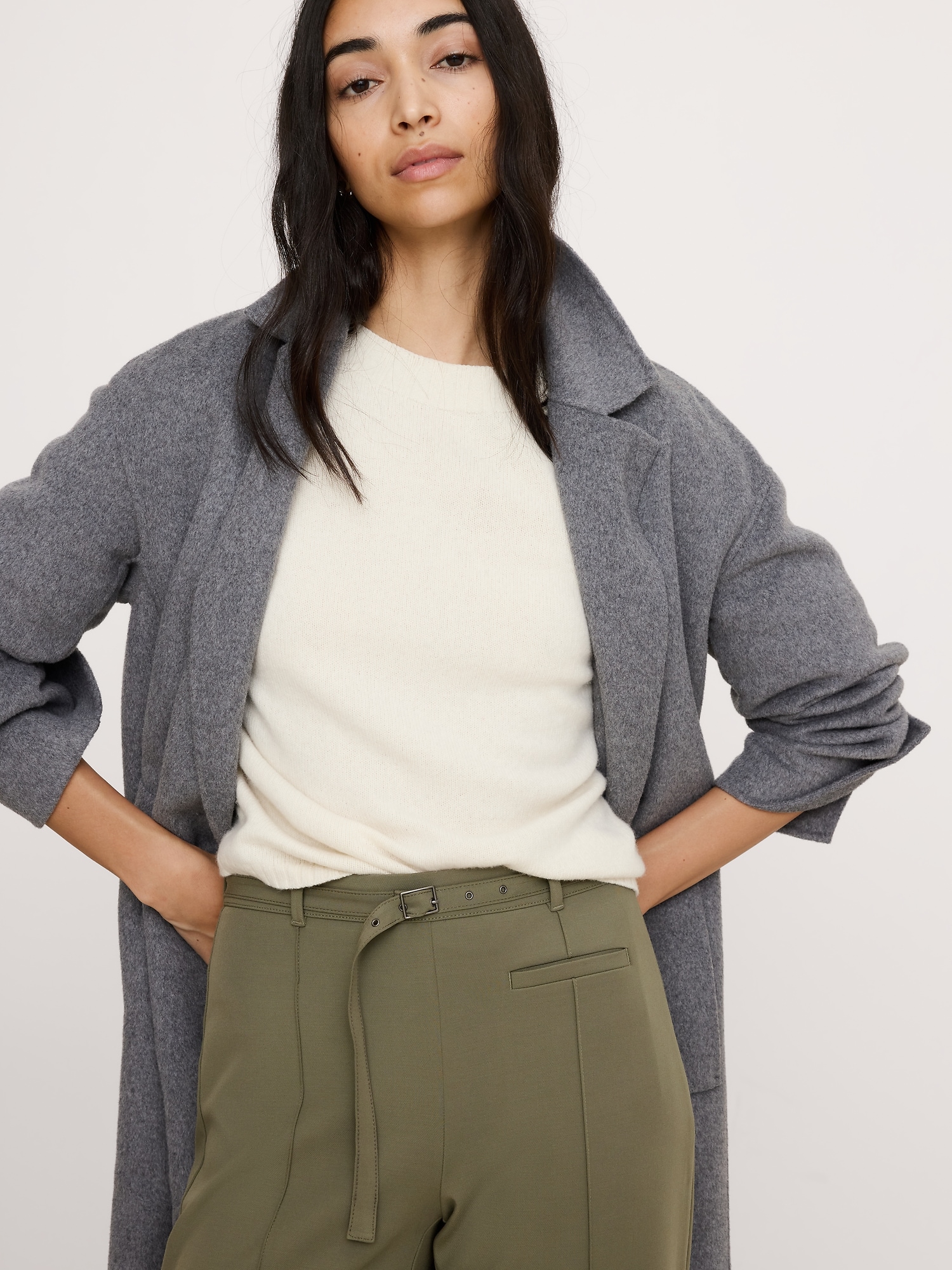 Image number 8 showing, Mid-Rise Wide-Leg City Stretch Pant