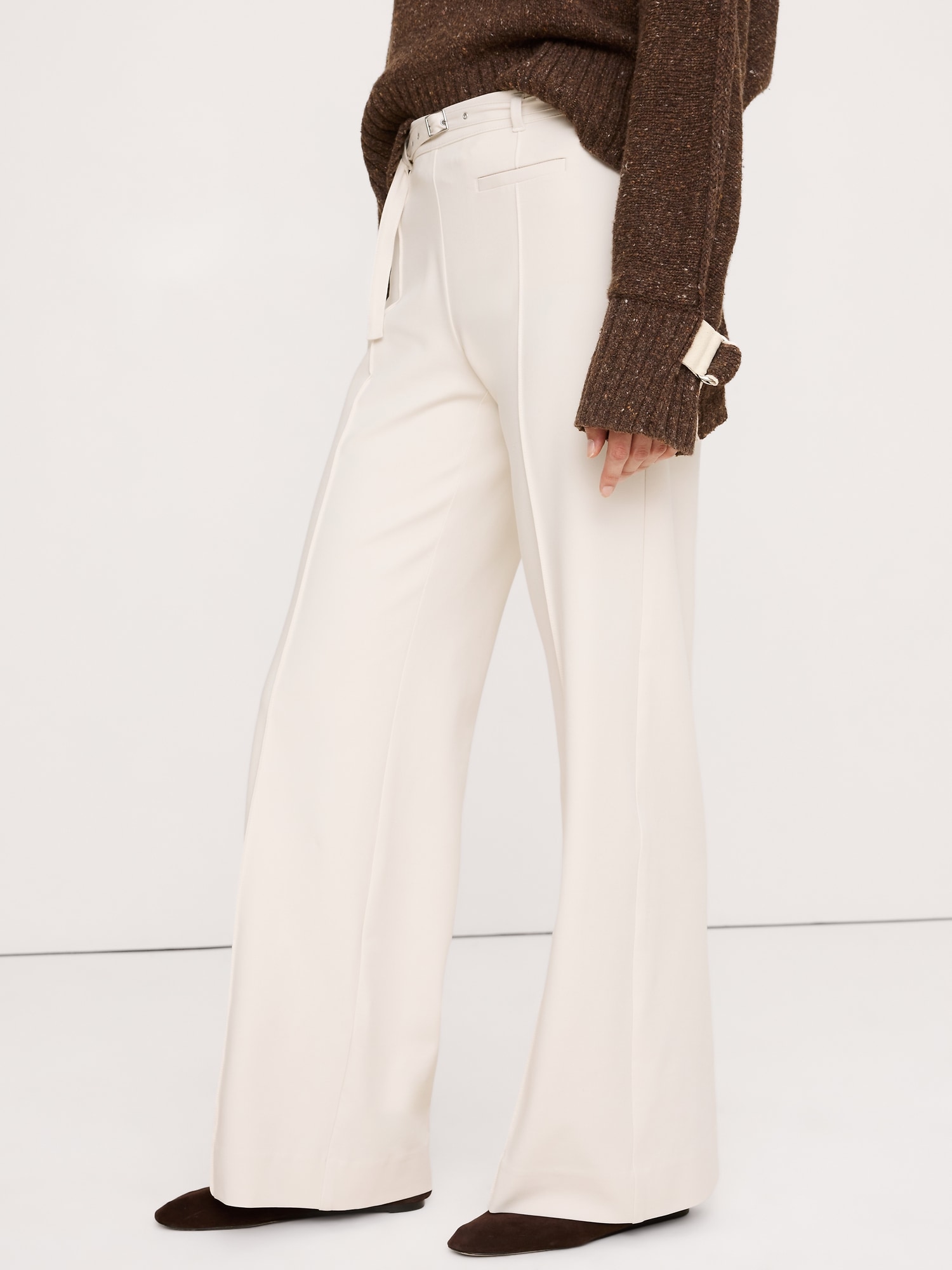 Image number 4 showing, Mid-Rise Wide-Leg City Stretch Pant
