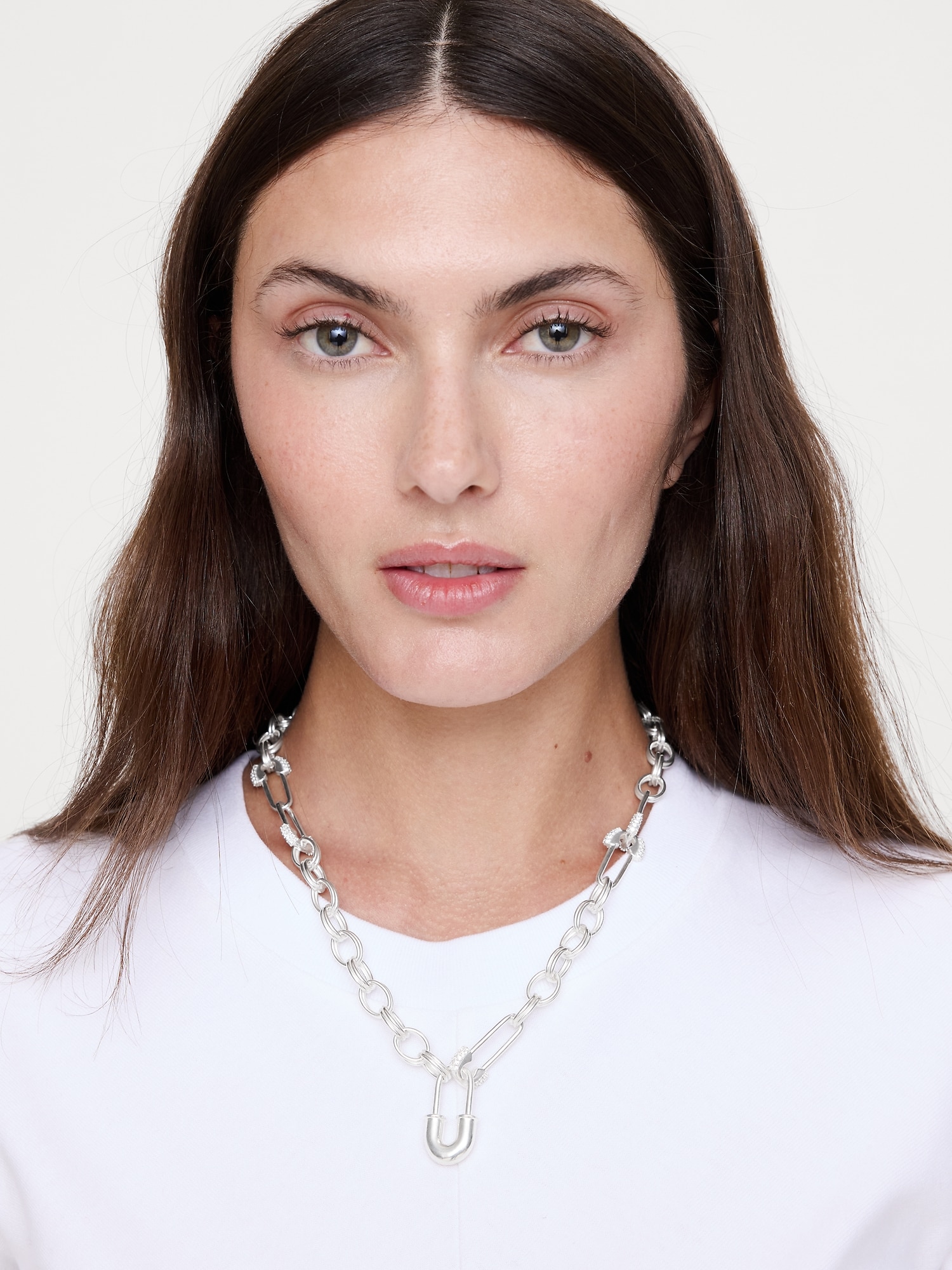 Image number 2 showing, Rhinestone Safety Pin Chain Necklace
