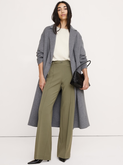 PANTALON À JAMBE LARGE, TAILLE MI-BASSE, EN TISSU URBAIN EXTENSIBLE