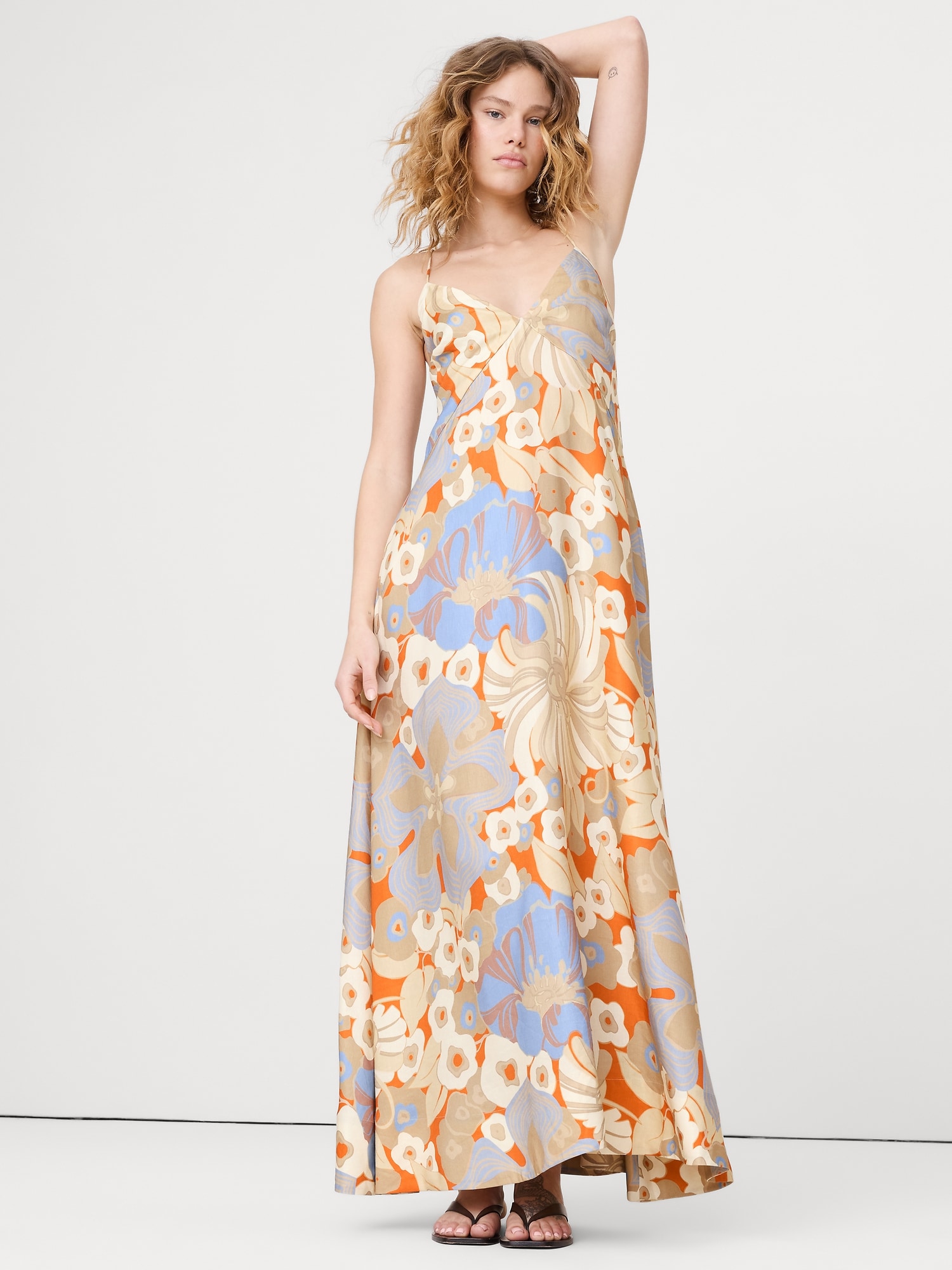ROBE LONGUE EN LIN ET VISCOSE