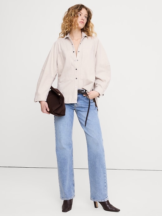 Oversized Denim Utility Pocket Shirt | Banana Republic