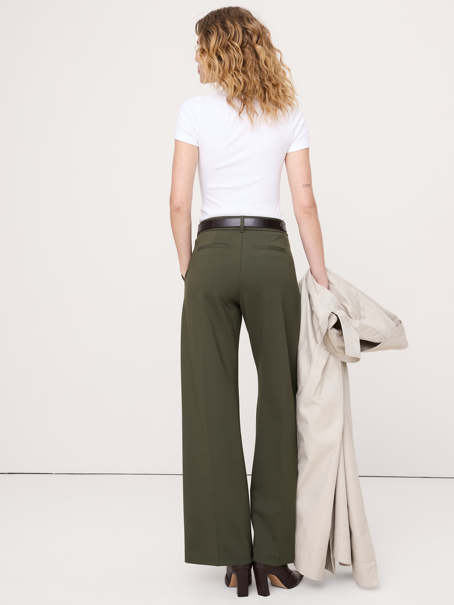 Image number 7 showing, High-Rise Wide-Leg Drapey Ponte Pull-On Pant