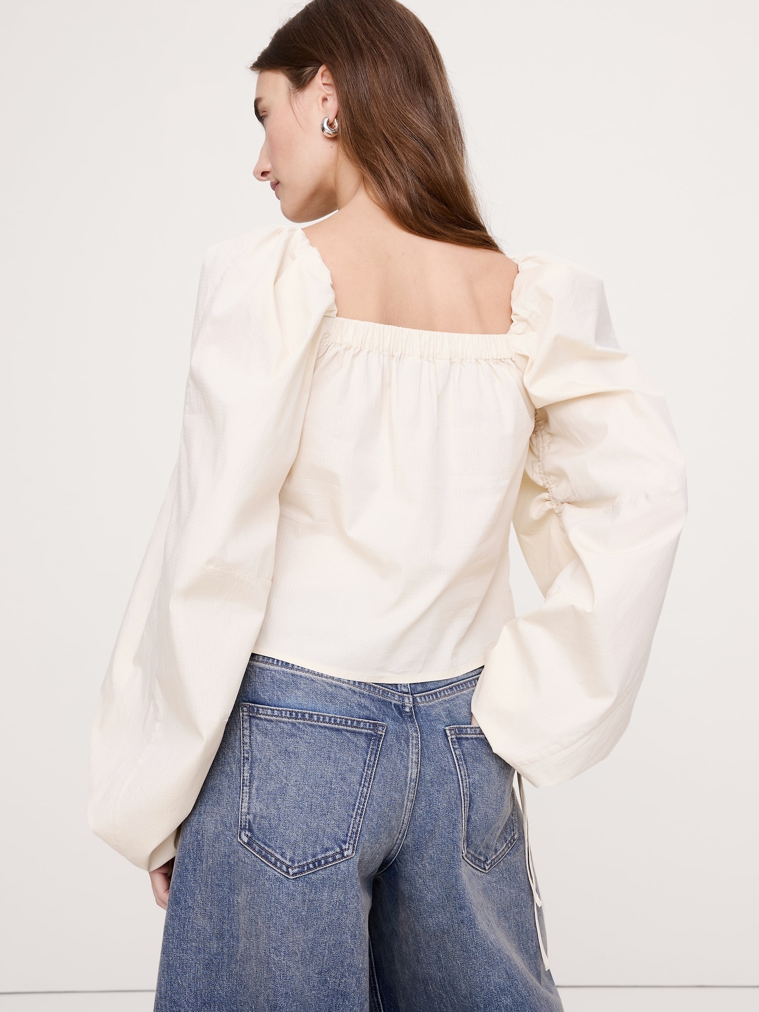 L'image numéro 2 présente Haut en coton extensible à encolure carrée