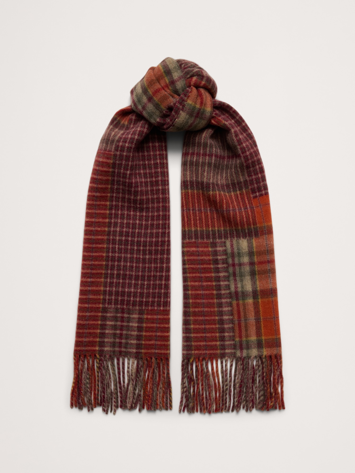 Mixed Plaid Wool-Blend Scarf