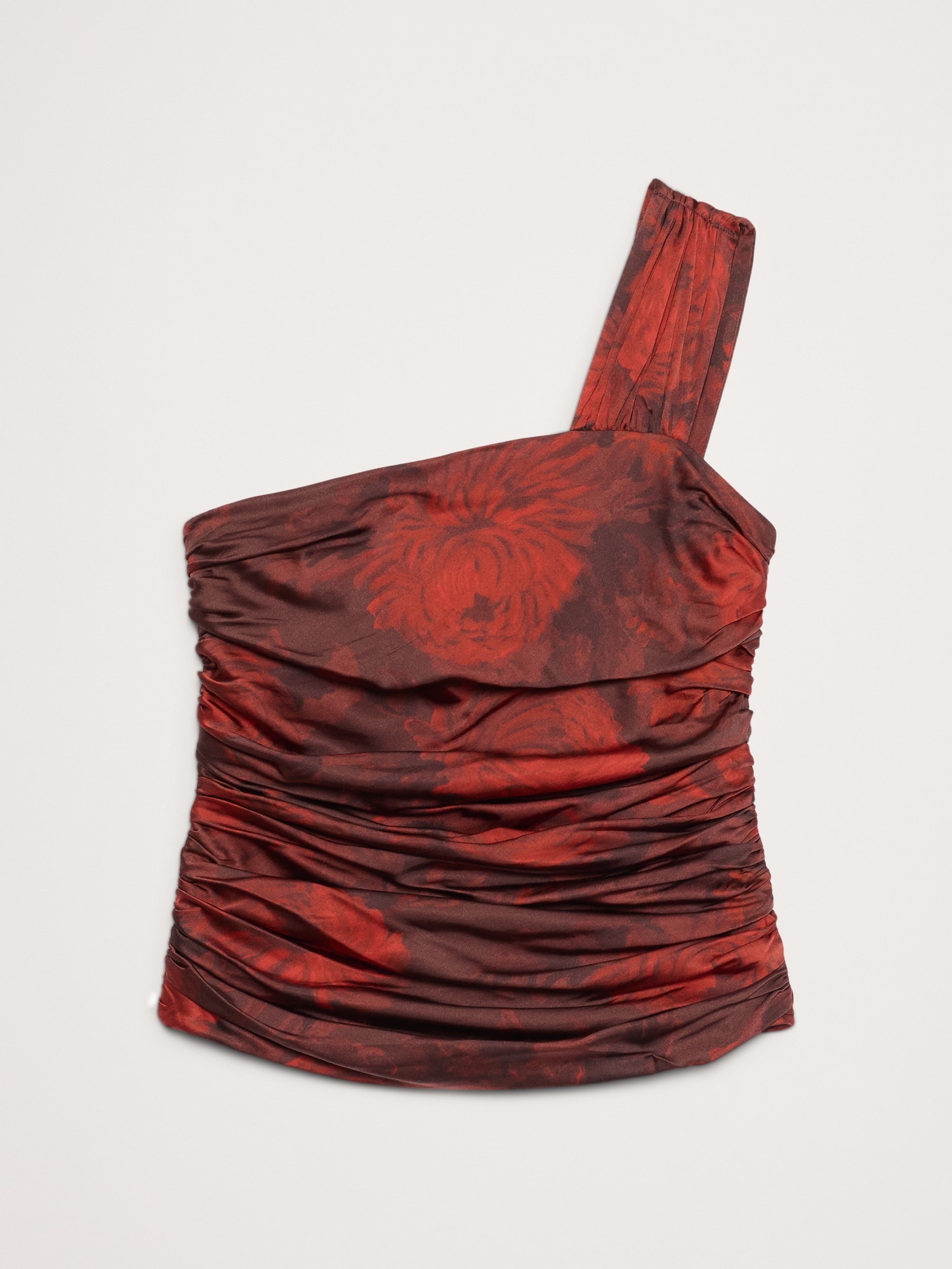 Image number 5 showing, Stretch-Satin Ruched One-Shoulder Top