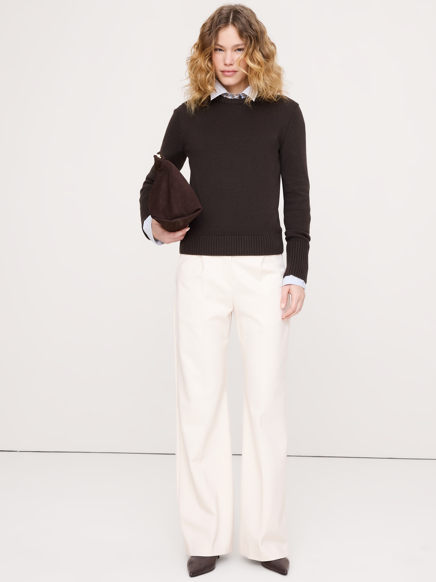 High-Rise Wide-Leg Drapey Ponte Pull-On Pant