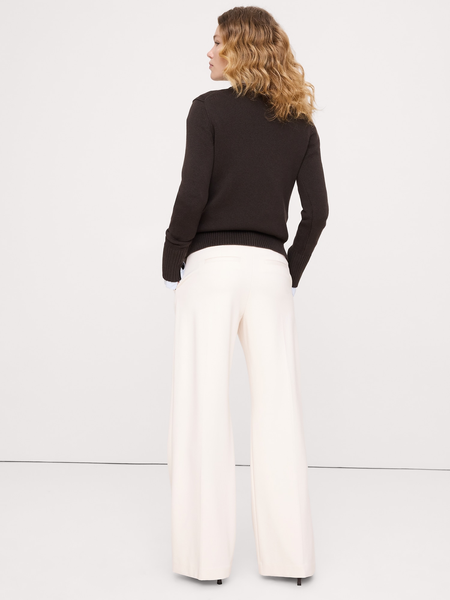 Image number 5 showing, High-Rise Wide-Leg Drapey Ponte Pull-On Pant