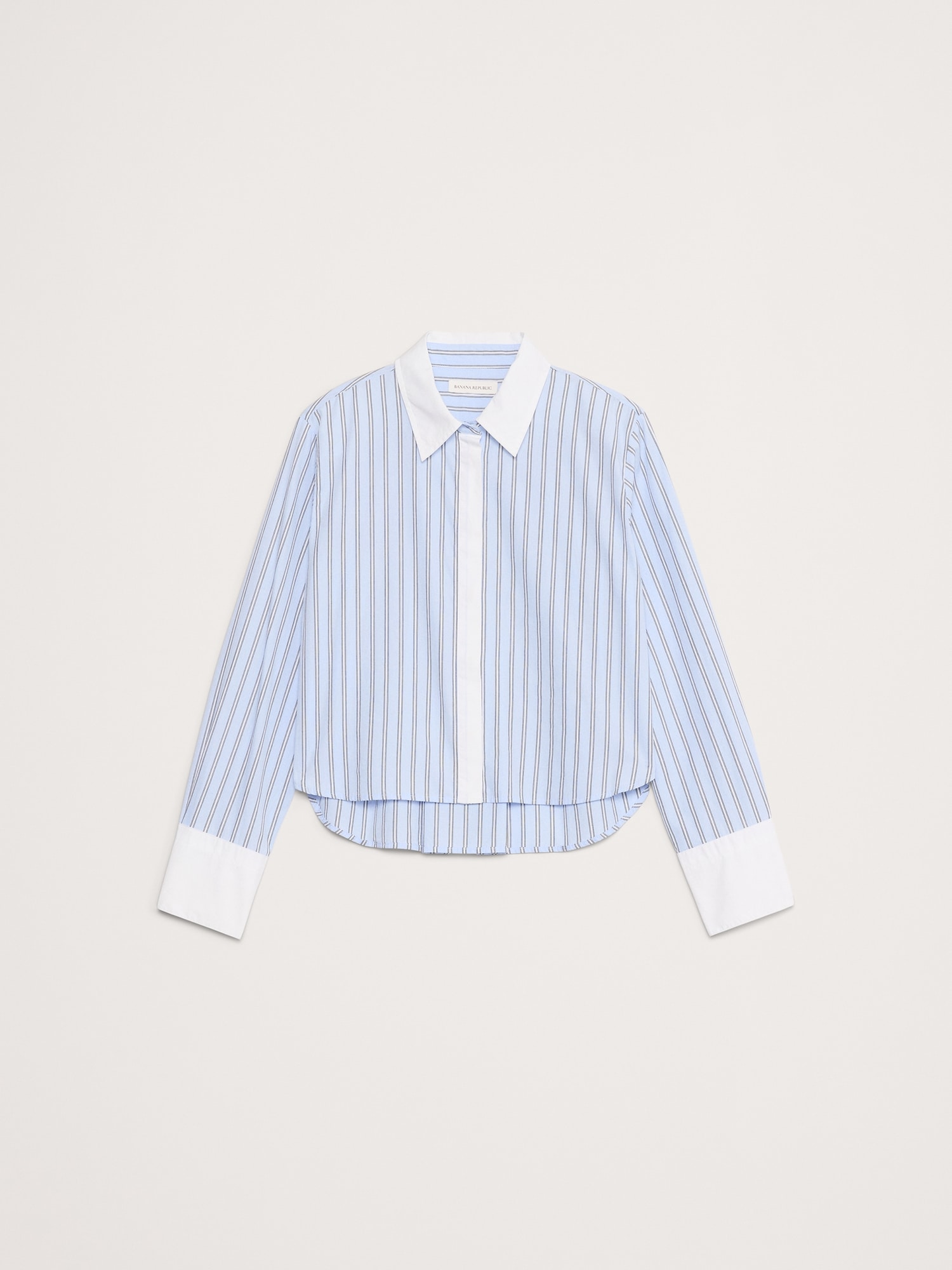 Image number 4 showing, Cropped Cotton Polin Shirt with Elbow Patches