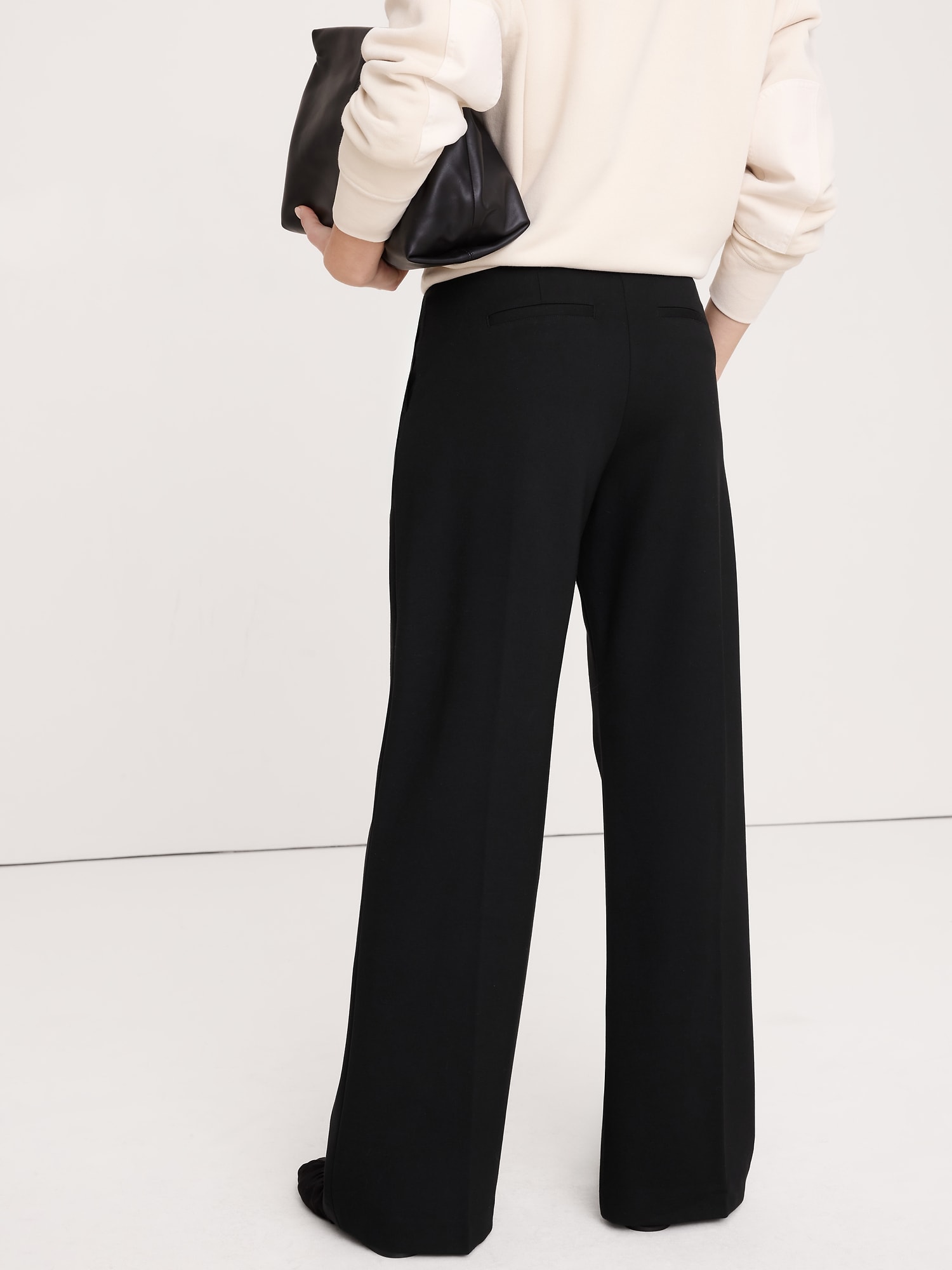 Image number 3 showing, High-Rise Wide-Leg Drapey Ponte Pull-On Pant