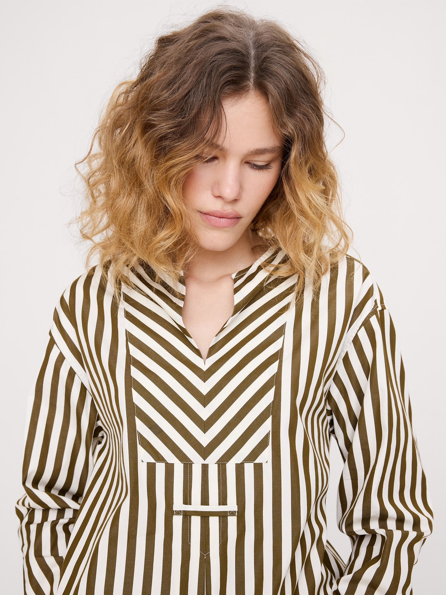 Image number 6 showing, Cotton Poplin Popover Top with Rolled Cuffs