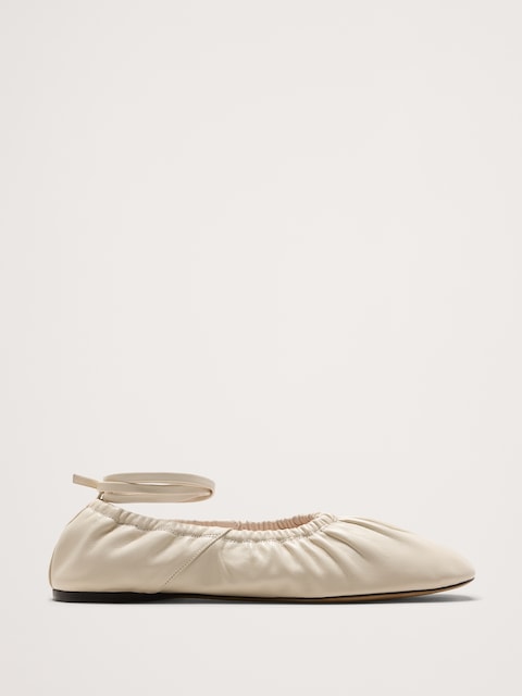 BALLERINES EN CUIR FRONCÉ