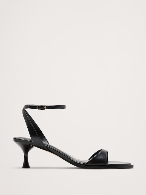 SANDALE À TALON BOBINE ET EN CUIR ITALIEN