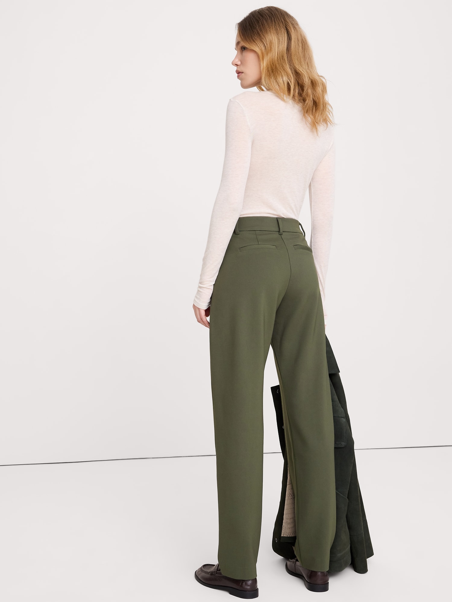 Image number 3 showing, High-Rise Tapered Drapey Ponte Pull-On Pant