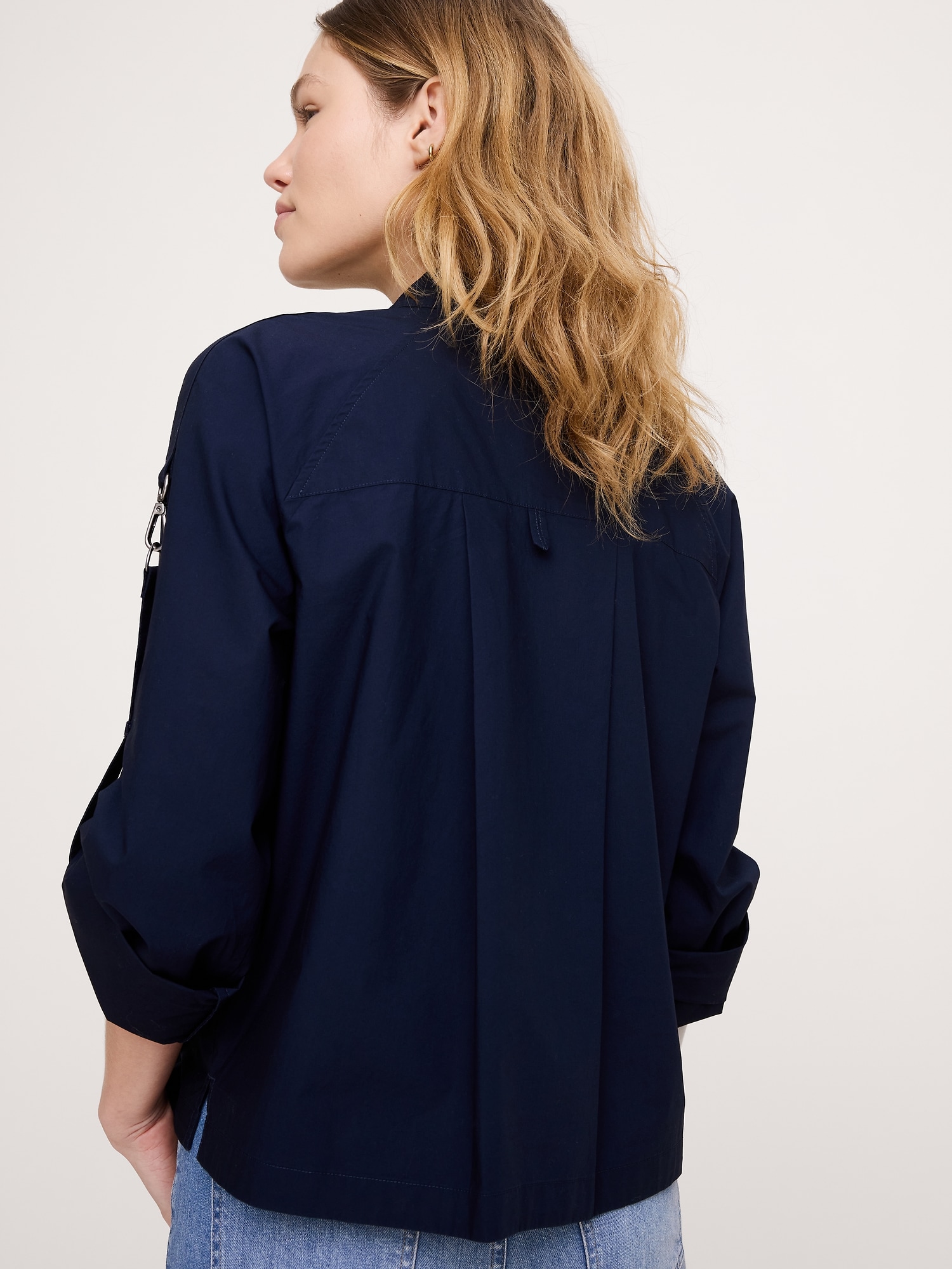 Image number 2 showing, Cotton Poplin Zip Popover Top
