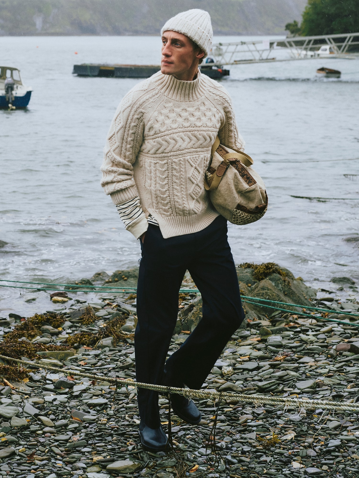 Image number 5 showing, Merino-Cotton Cable-Knit Sweater