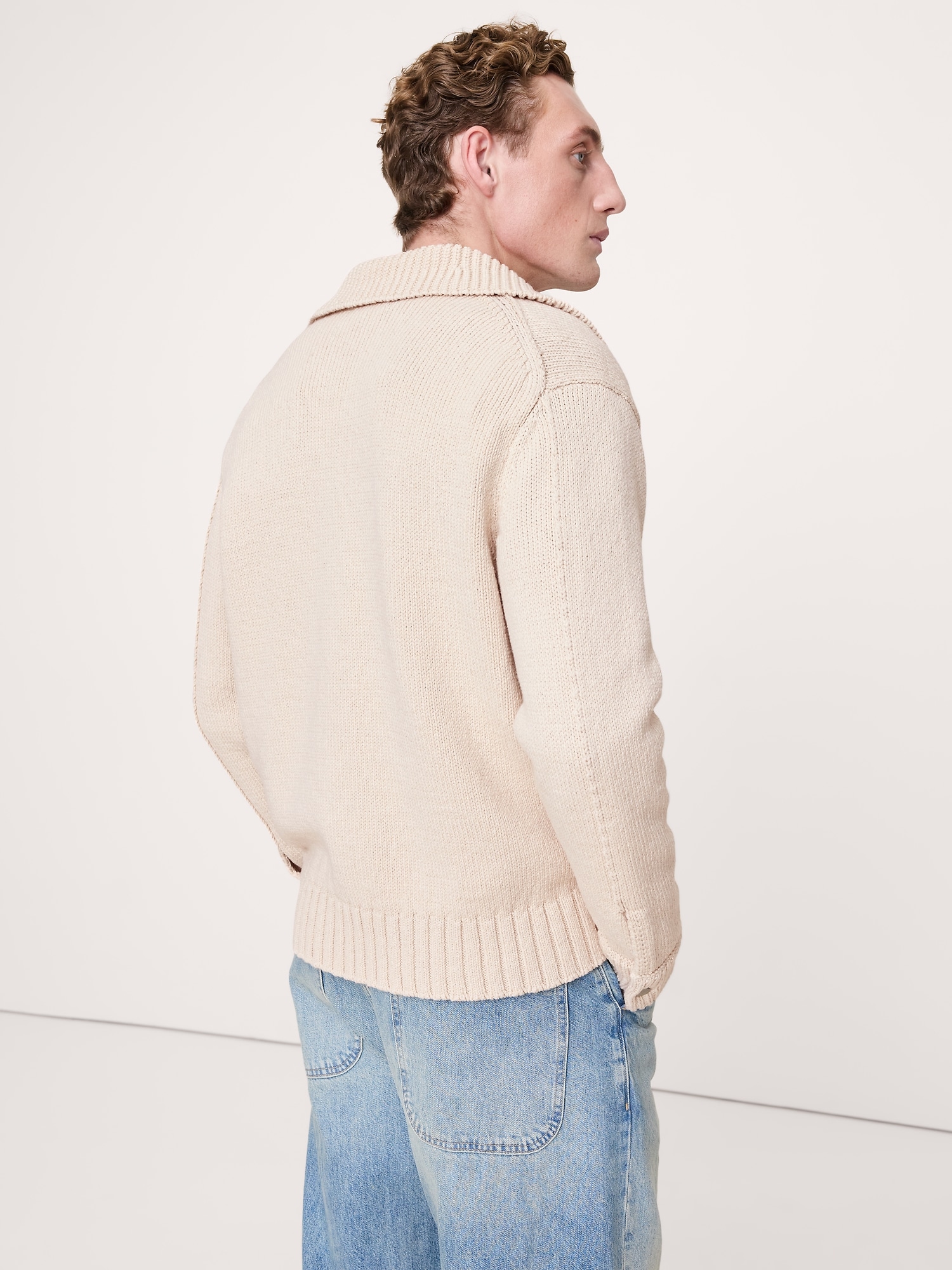 L'image numéro 3 présente Veste-chandail en mélange de coton italien