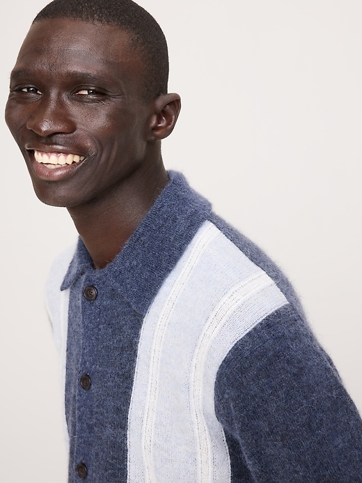 Italian Alpaca-Blend Polo Cardigan | Banana Republic