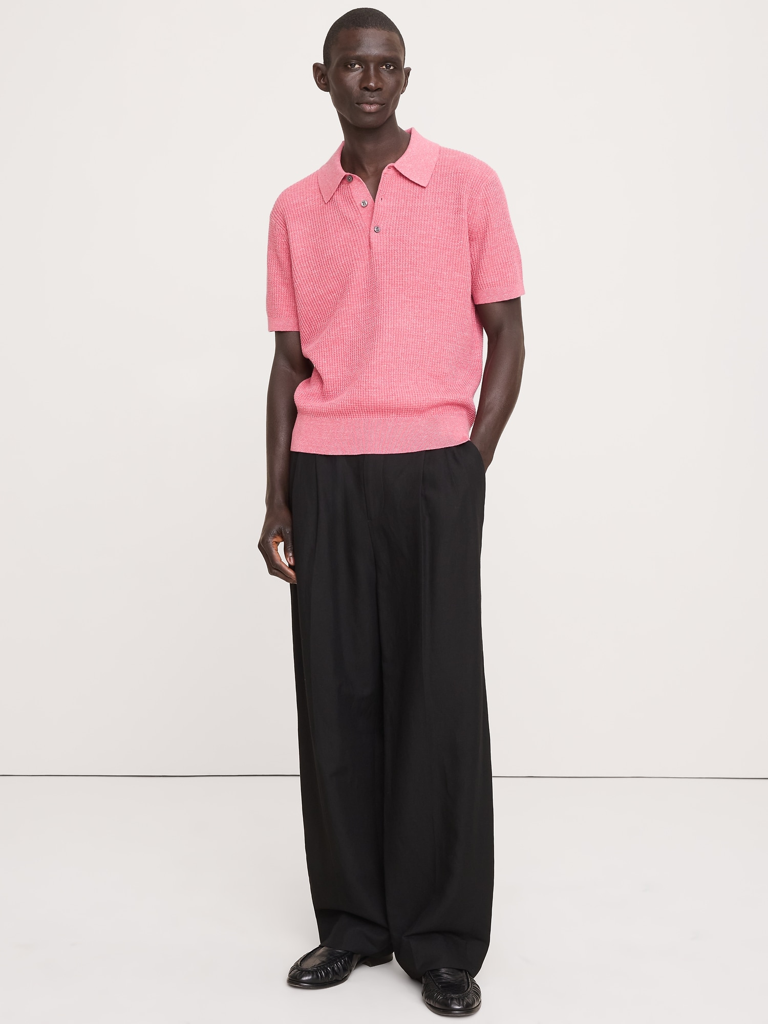 CHANDAIL POLO EN LIN ET COTON