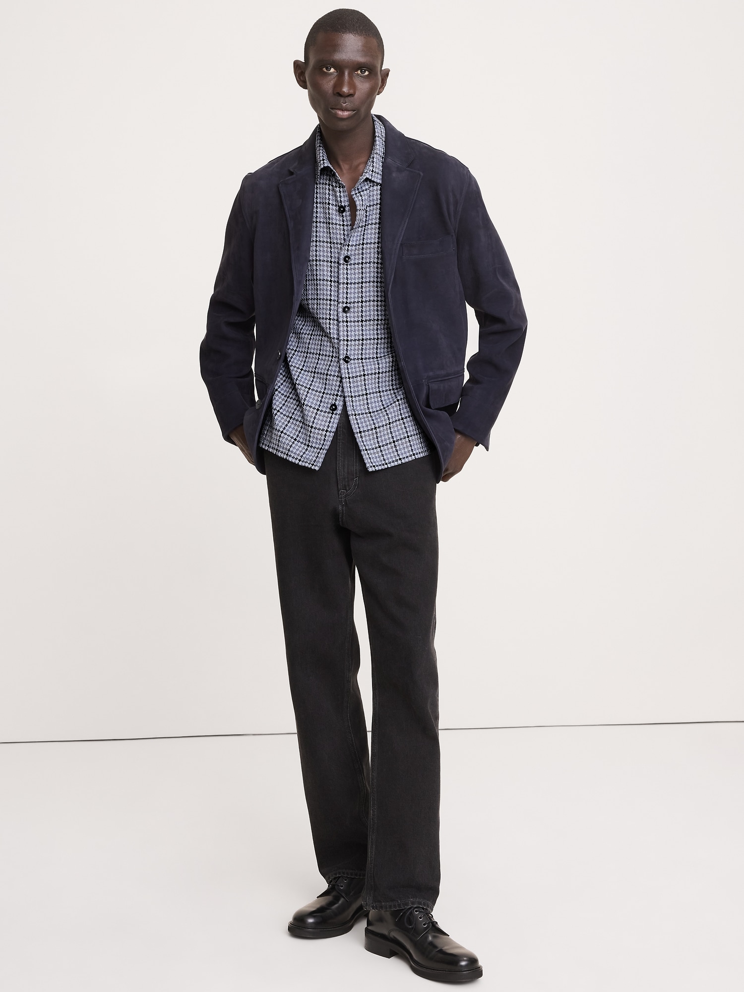 L'image numéro 3 présente Chemise pied-de-poule coupe décontractée