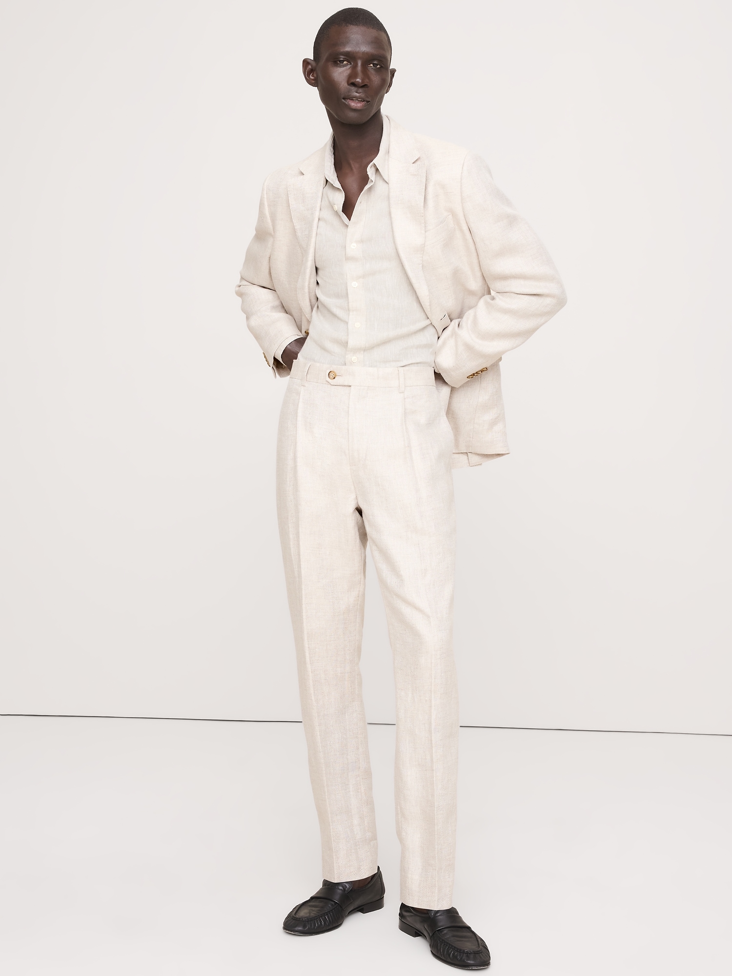Image number 4 showing, Slim Herringbone Linen Suit Pant