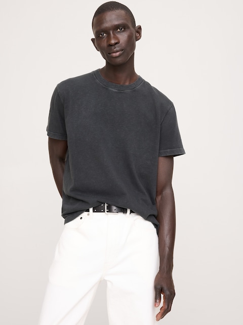 T-SHIRT RAS DU COU CLASSIQUE EN COTON FLAMMÉ
