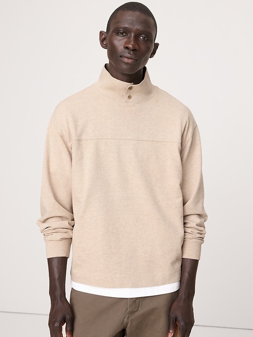 Cotton Fleece Mock Neck Sweatshirt | Banana Republic