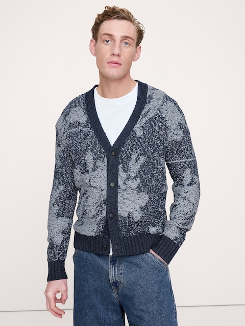 CARDIGAN FLEURI EN MÉLANGE DE COTON ET LIN