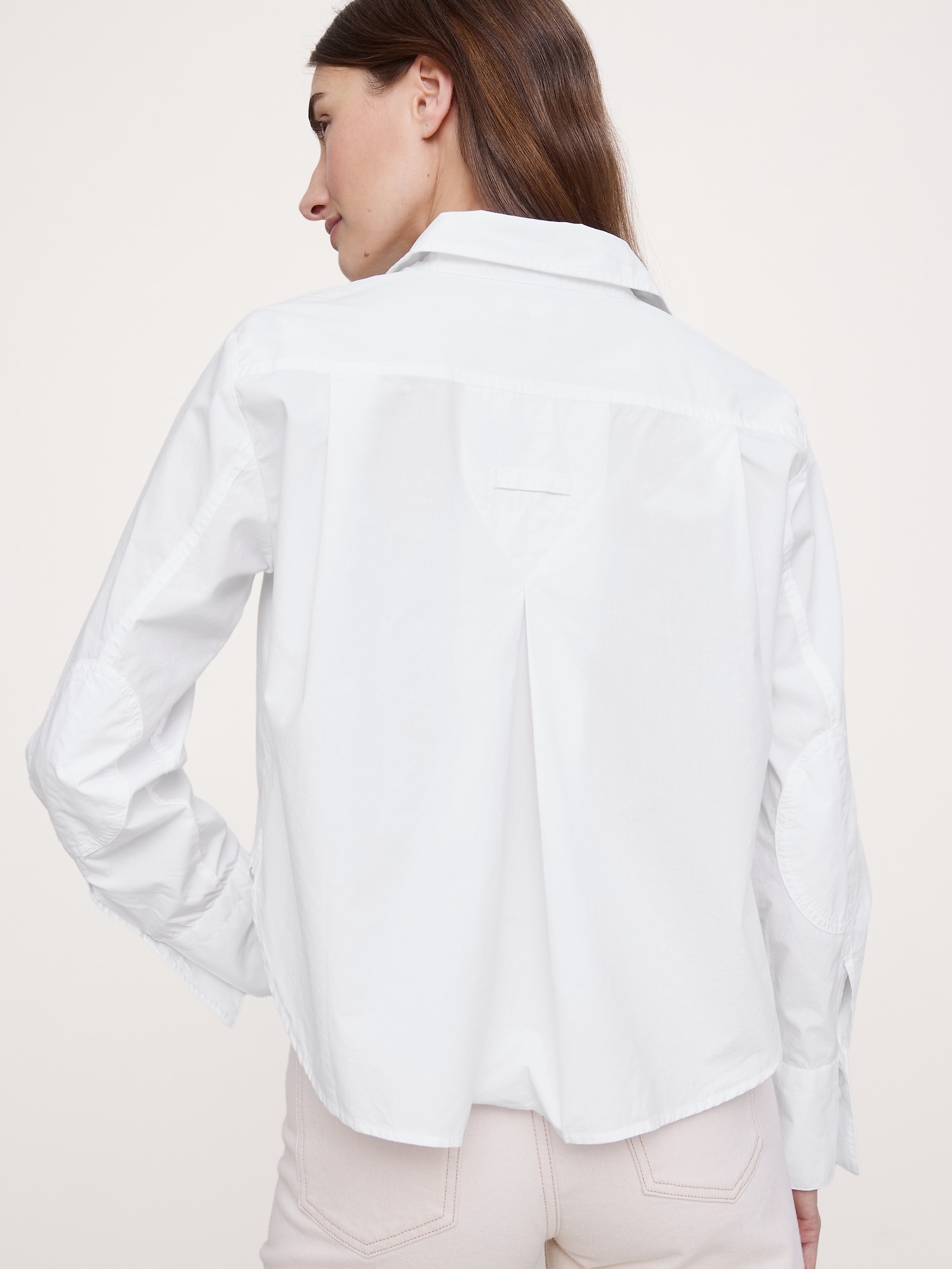 Image number 5 showing, Cropped Cotton Polin Shirt with Elbow Patches