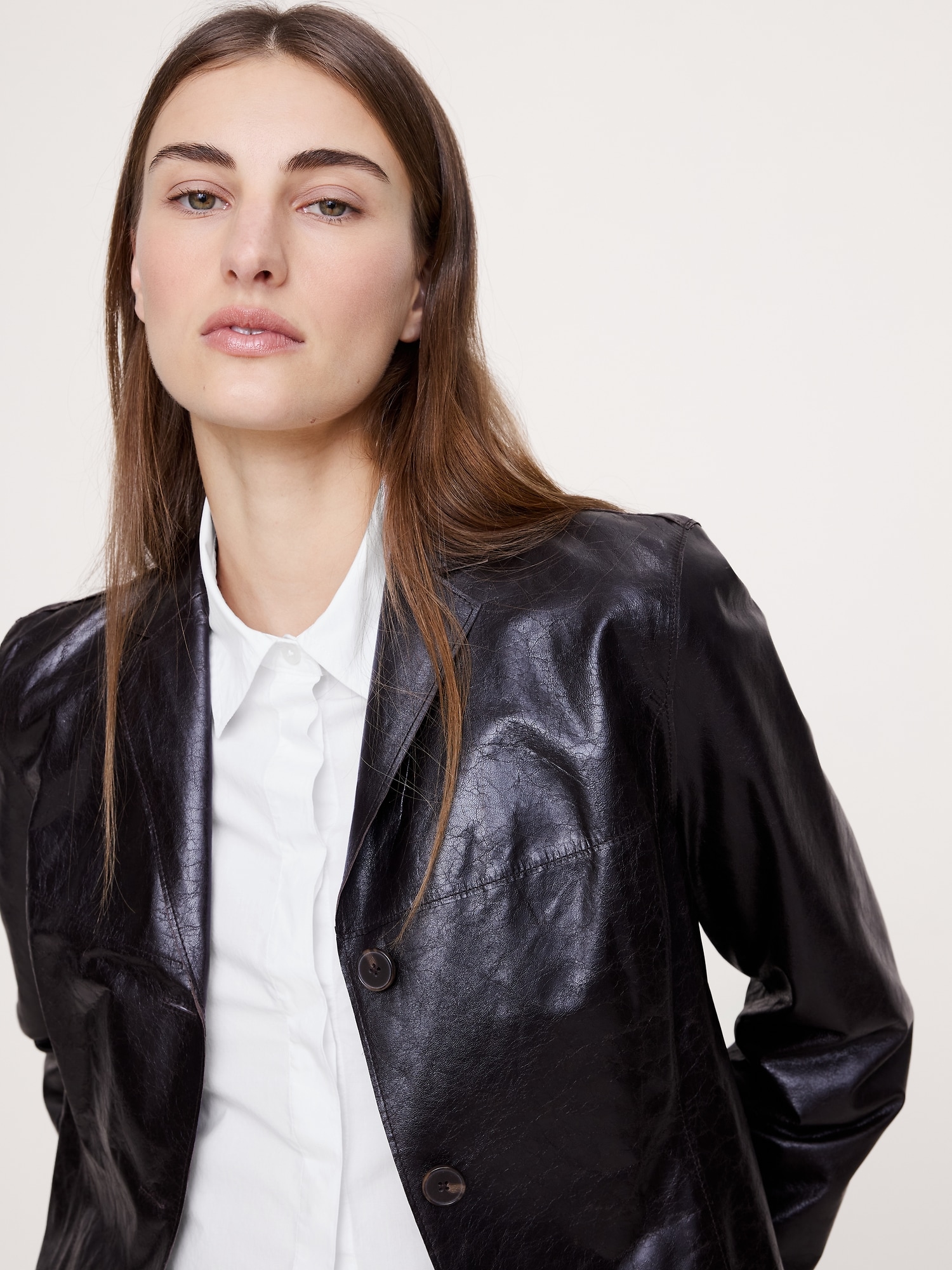 Image number 6 showing, Cropped Cotton Polin Shirt with Elbow Patches