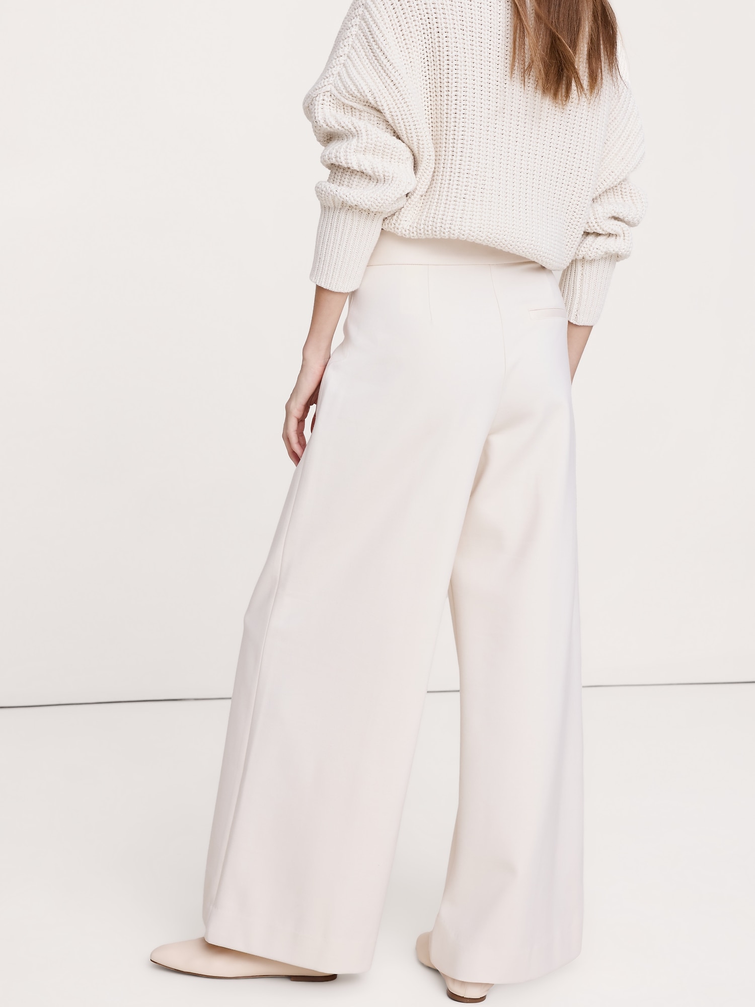 Image number 3 showing, High Rise Wide-Leg Drapey Ponte Pant