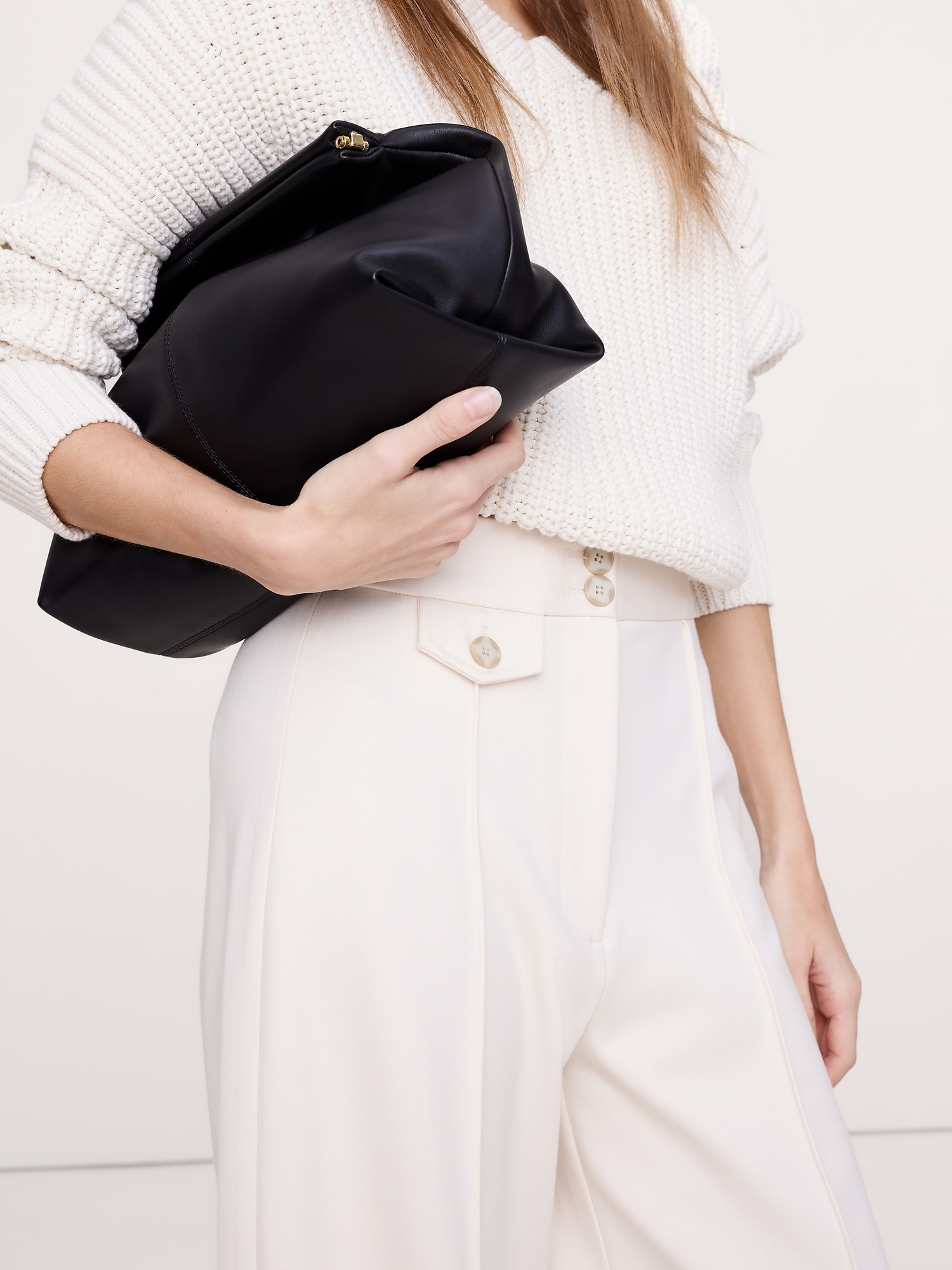 Image number 4 showing, High Rise Wide-Leg Drapey Ponte Pant