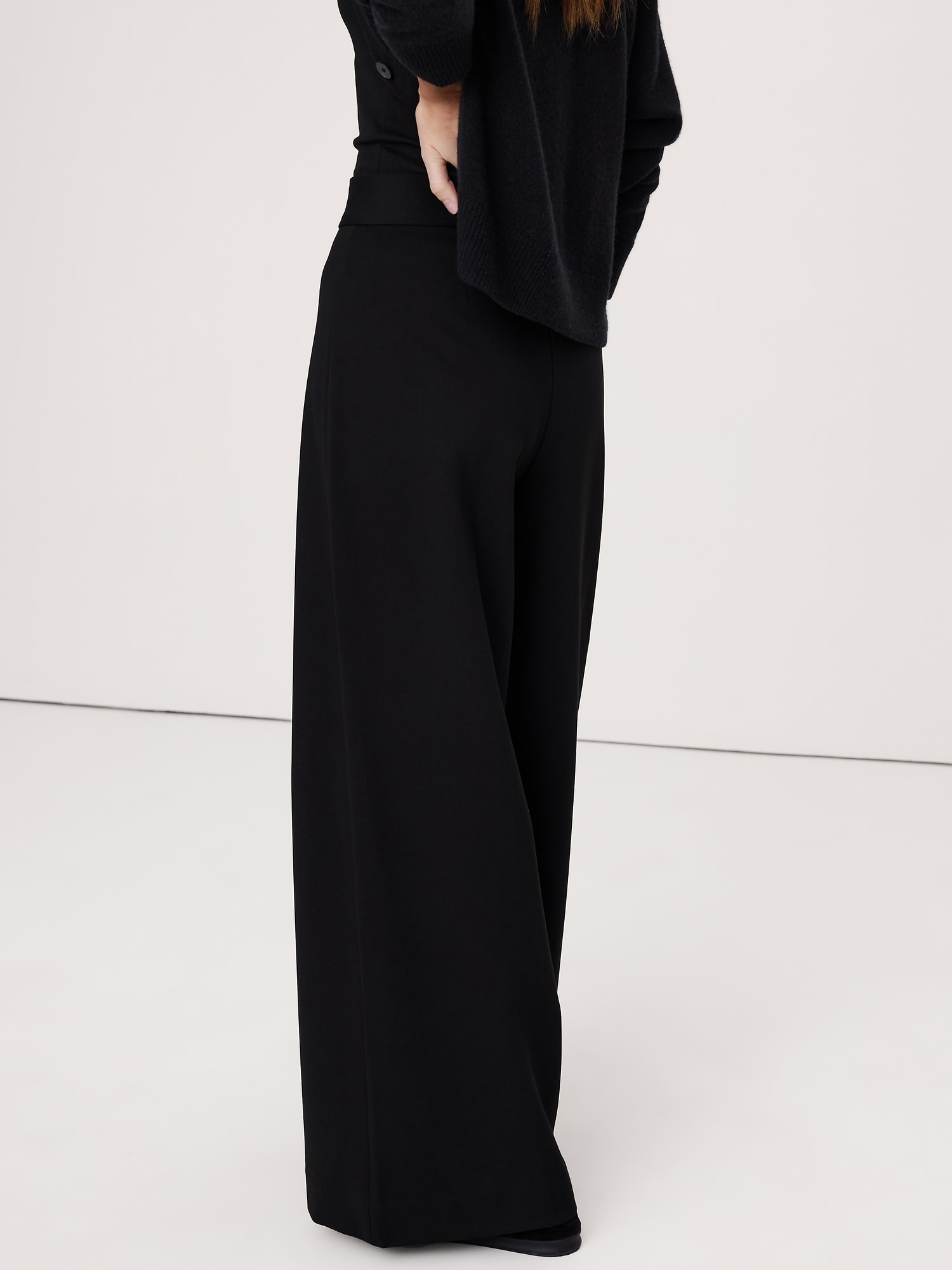 Image number 3 showing, High Rise Wide-Leg Drapey Ponte Pant