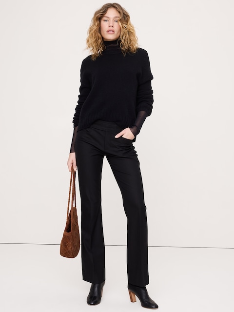PANTALON ÉTROIT À TAILLE MI-BASSE JAMBE SEMI-ÉVASÉE