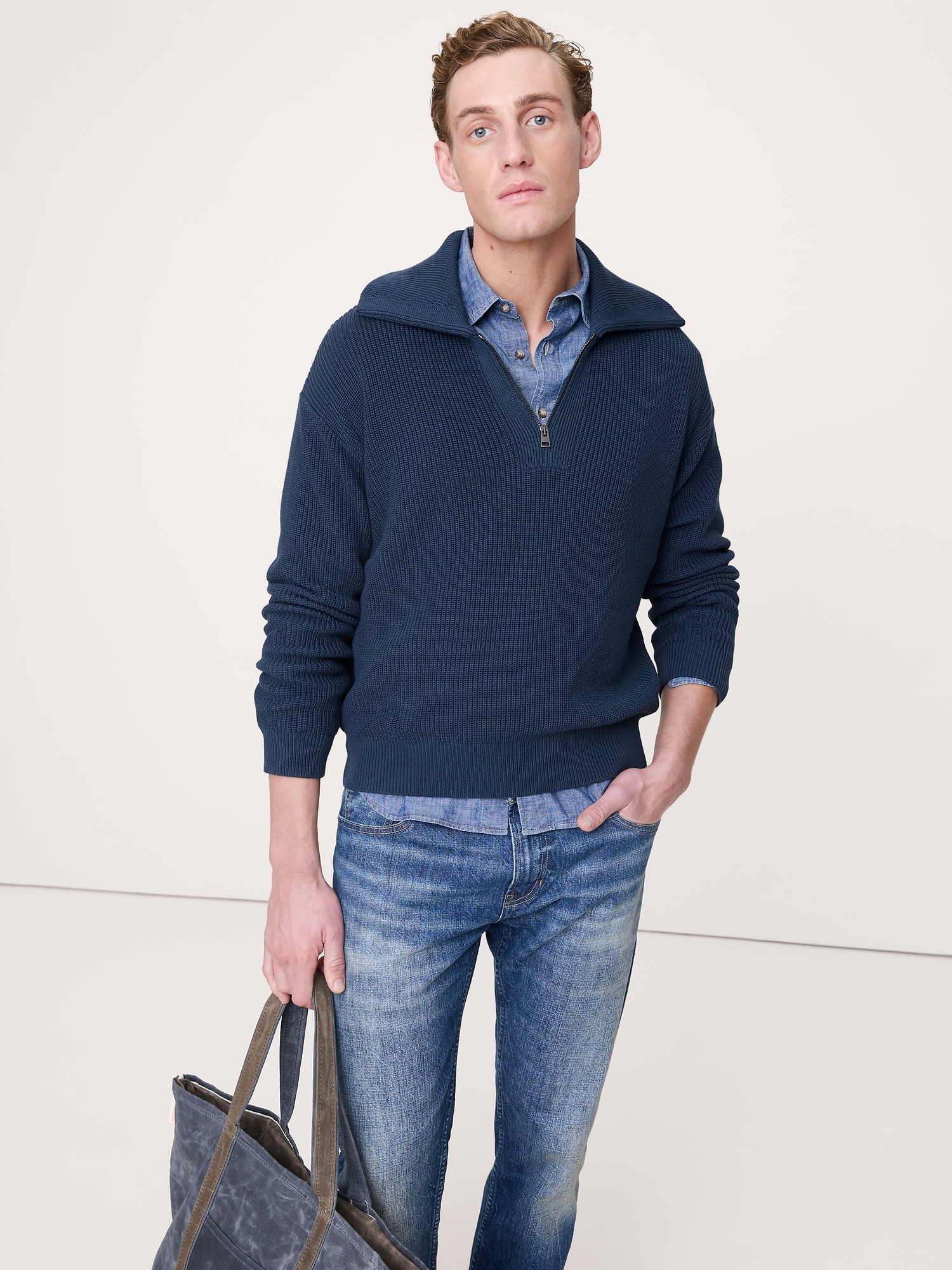 CHANDAIL POLO EN COTON CÔTELÉ À GLISSIÈRE