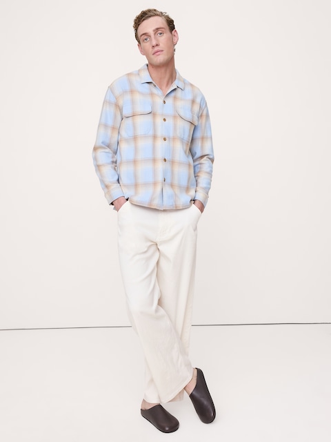 PANTALON AMPLE EN COTON ET LIN ITALIEN