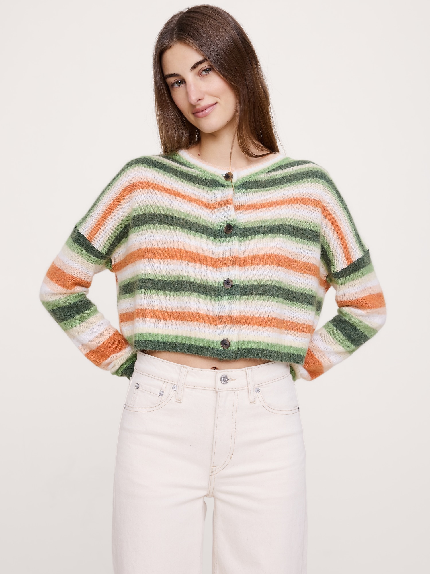 CARDIGAN COURT EN MÉLANGE D'ALPAGA ITALIEN